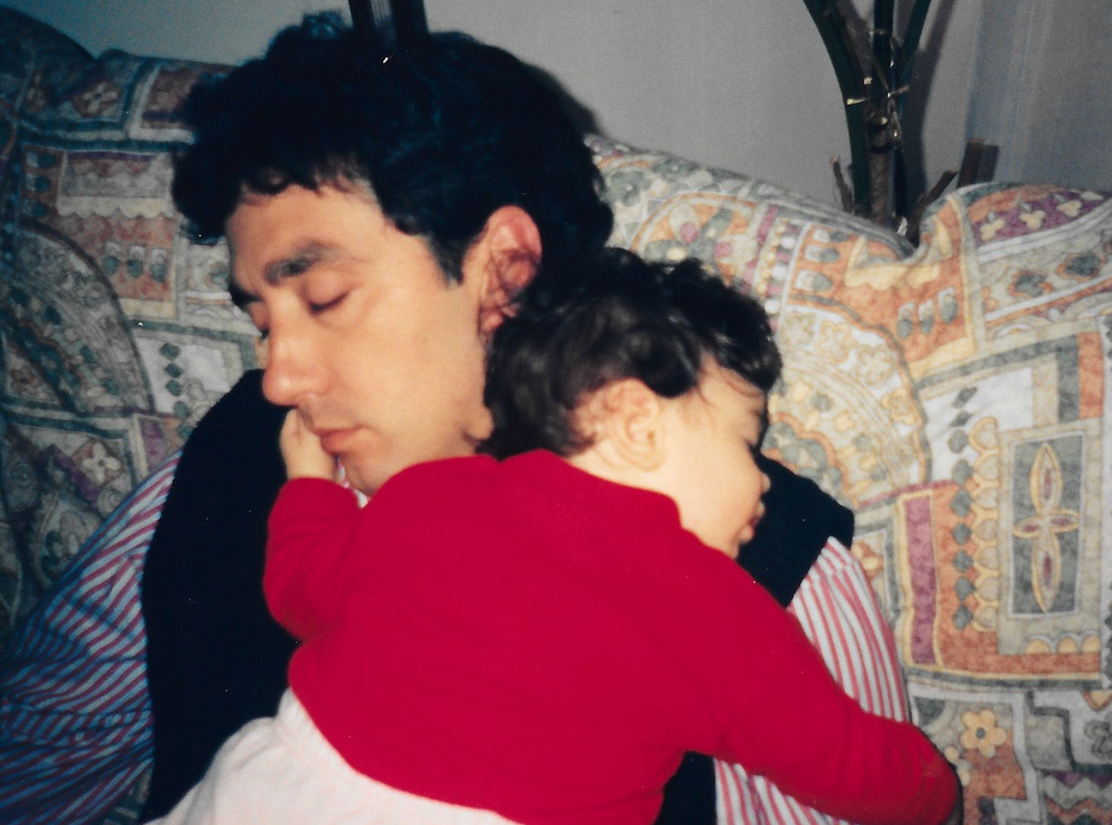 Photo of me when I was a baby and I was sleeping on my father shoulder. My father was sleeping too.